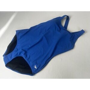 NWT Speedo Womens Blue One Piece Swimsuit Size 24 Moderate Cut Creora Highclo